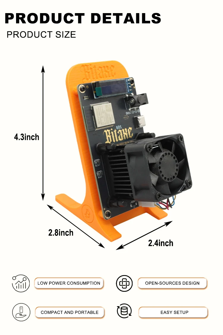 Bitsoloplayer Bitaxe Gamma 601 1.2TH/S SHA-256 BM1370BC Bitcoin Miner 2,4 G WiFi 17 W geräuscharmer Crypto Home Miner