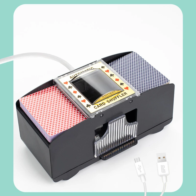Máquina automática de embarquear tarjetas, batidora de tarjetas de póquer eléctrica con batería USB de 2/4 decks para juegos de mesa de fiesta en casa
