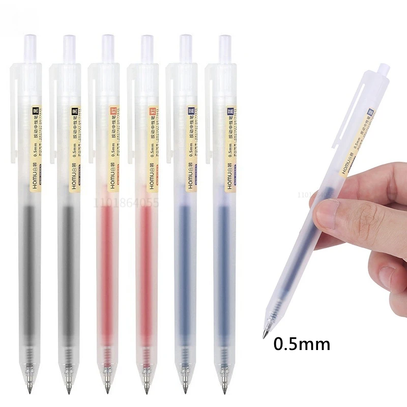 Conjunto de canetas de gel retráteis, 6/10 peças, 0.5mm, tinta preta/azul, esferográfica, escrita, escritório, assinatura de negócios, material escolar, papelaria