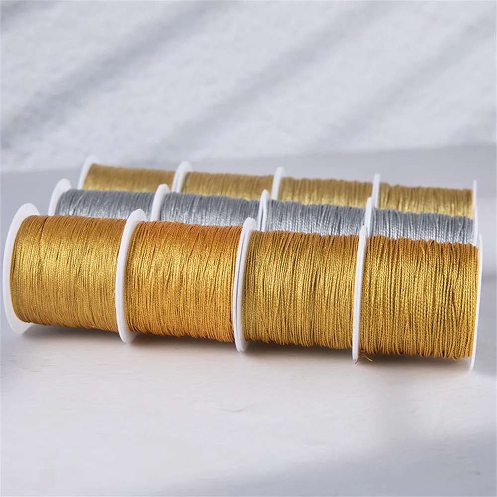 Gold Silver Thread Macrame Cord Rope Bracelet Necklace Braided String For DIY Tassels Beading Shamballa String Jewelry Making