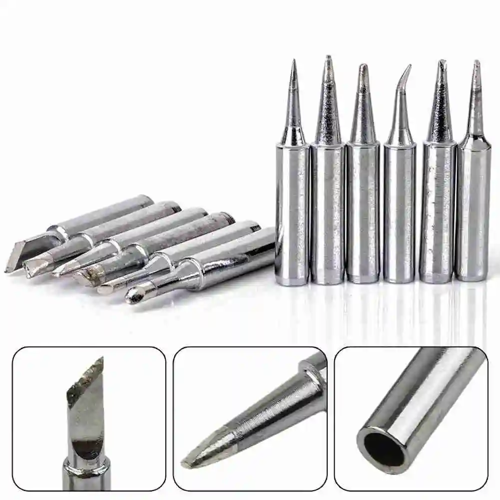 12PCS 33mm Copper Soldering Iron Tips Set 900M-T Welding Station Tools I B C D K For 936 937 938 969 8586 852D Soldering Station