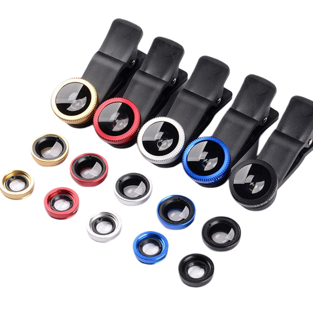 3-in-1 Fish Eye Handy-Kameraobjektiv 180 °   Fish Eye 0,67X Qualität Weitwinkel Makroobjektiv Clip Telefonobjektiv Kit für alle Smartphones