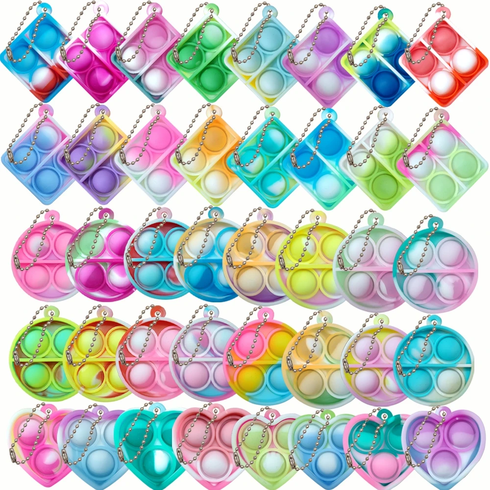12/24/48Pcs Mini Pop Fidget ของเล่นชุดพวงกุญแจความเครียด Relief ของเล่นของขวัญปาร์ตี้โต๊ะของเล่นสำหรับเด็กผู้ใหญ่ Brinquedos