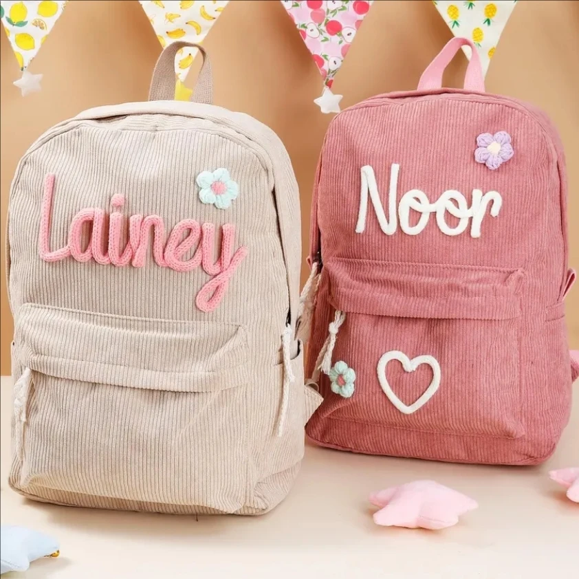 Mochila personalizada de gran capacidad, regalo de Navidad, hecho a mano, nombre único, cuerda Multicolor personalizada, hilo, Color, decoración de arcoíris