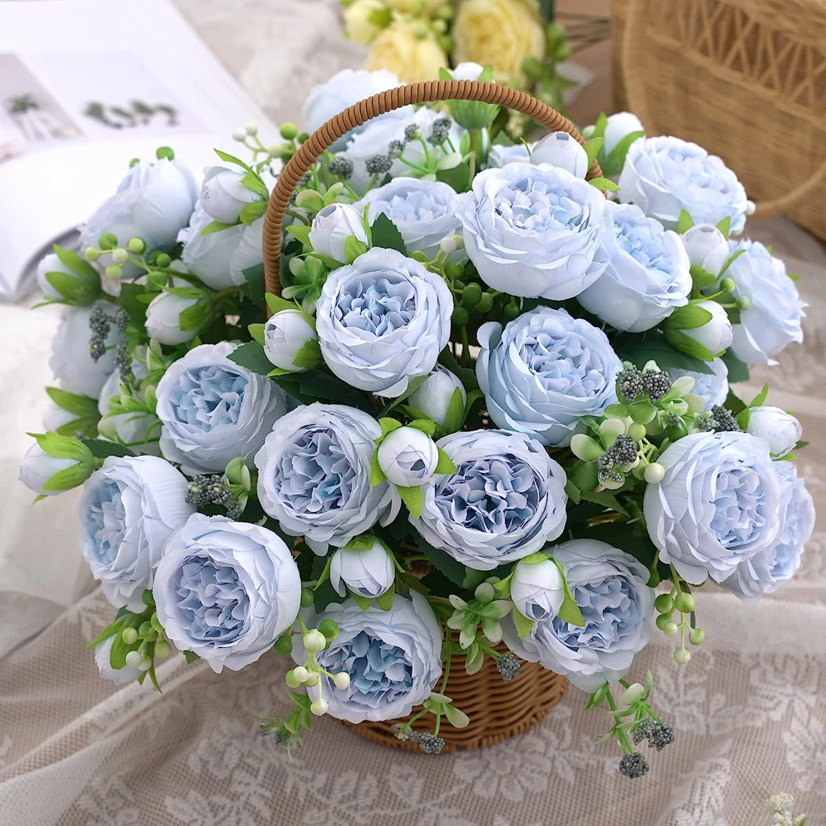 1 bundle 5 fiori peonia persiana bouquet da sposa fiore artificiale peonia decorazione di San Valentino vaso fai da te decorazione del soggiorno di casa