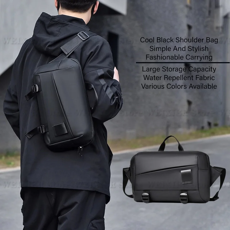 Weixier-男性用PUファブリッククロスボディバッグ、ハイエンド、すべてのマッチ、1つのショルダーバッグ、カジュアルブランド、大容量、ハイエンドシティ、13インチ