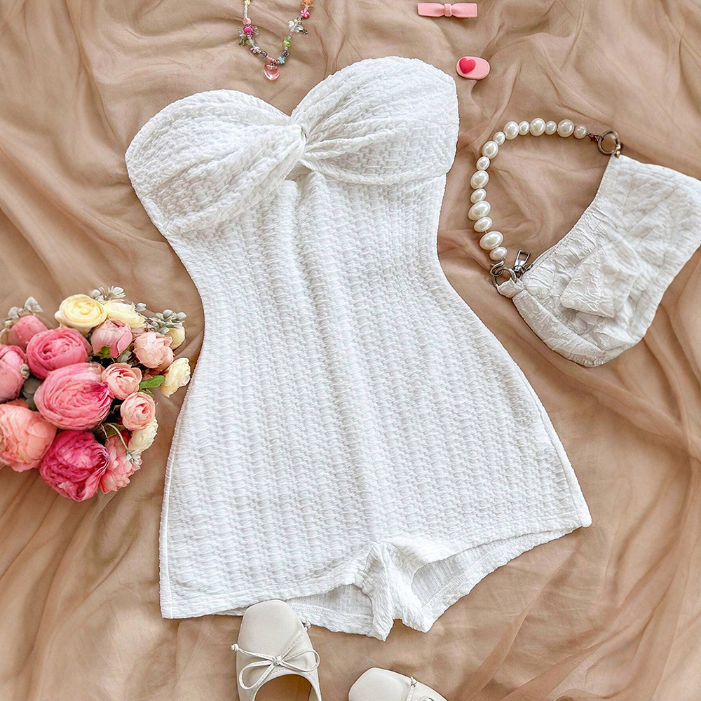 Mia Muse Jumpsuits Zomer Sexy Effen Rib Gebreid Kruis Mouwloos Sweetheart Hals Gesmoorde Taille Basics Jumpsuits Voor Dames