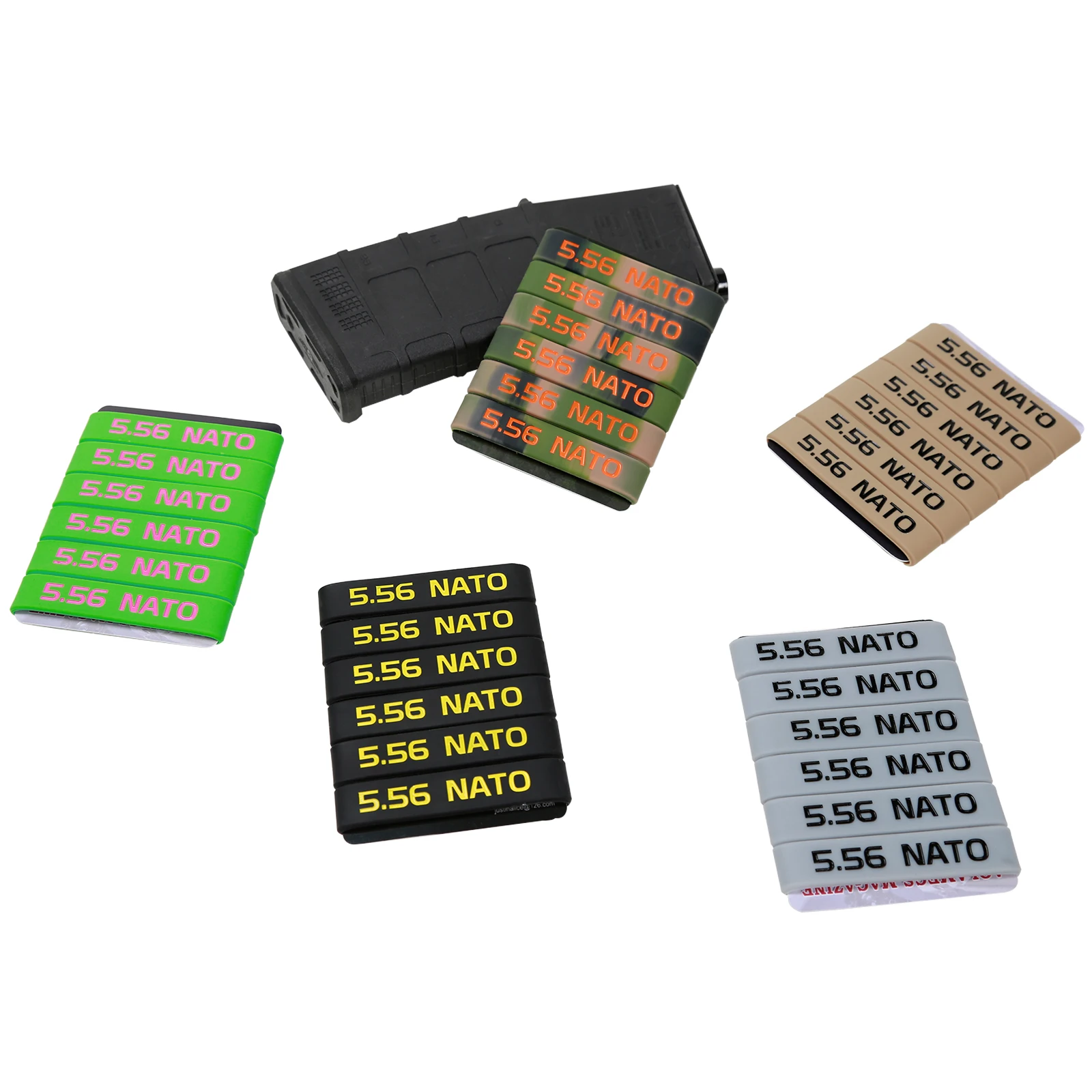 6 pacote de faixa de marcação de revista para 5.56 nato 300 blackout revista marcação faixa de borracha multi-cores de alta qualidade para segurança de arma
