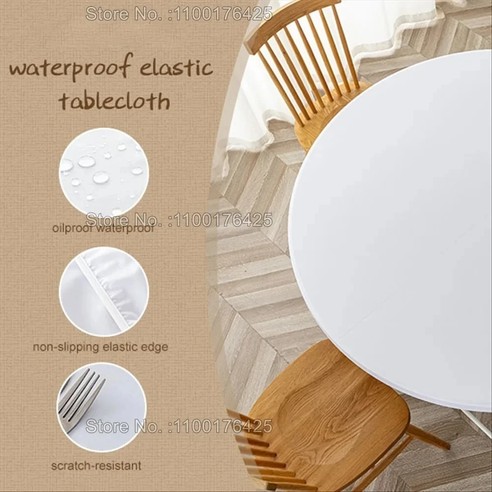 Mandala Round Tableclothes for Dining Table Boho Pattern Fitted Table Protector Cover Elastic Edge Desk Decoration Waterproof