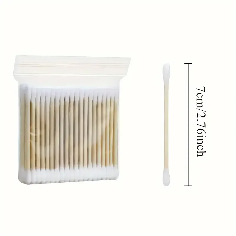 600pcs Double-Headed Swabs, Unscented, Made of Bamboo, for Gentle Ear Cleaning and Makeup