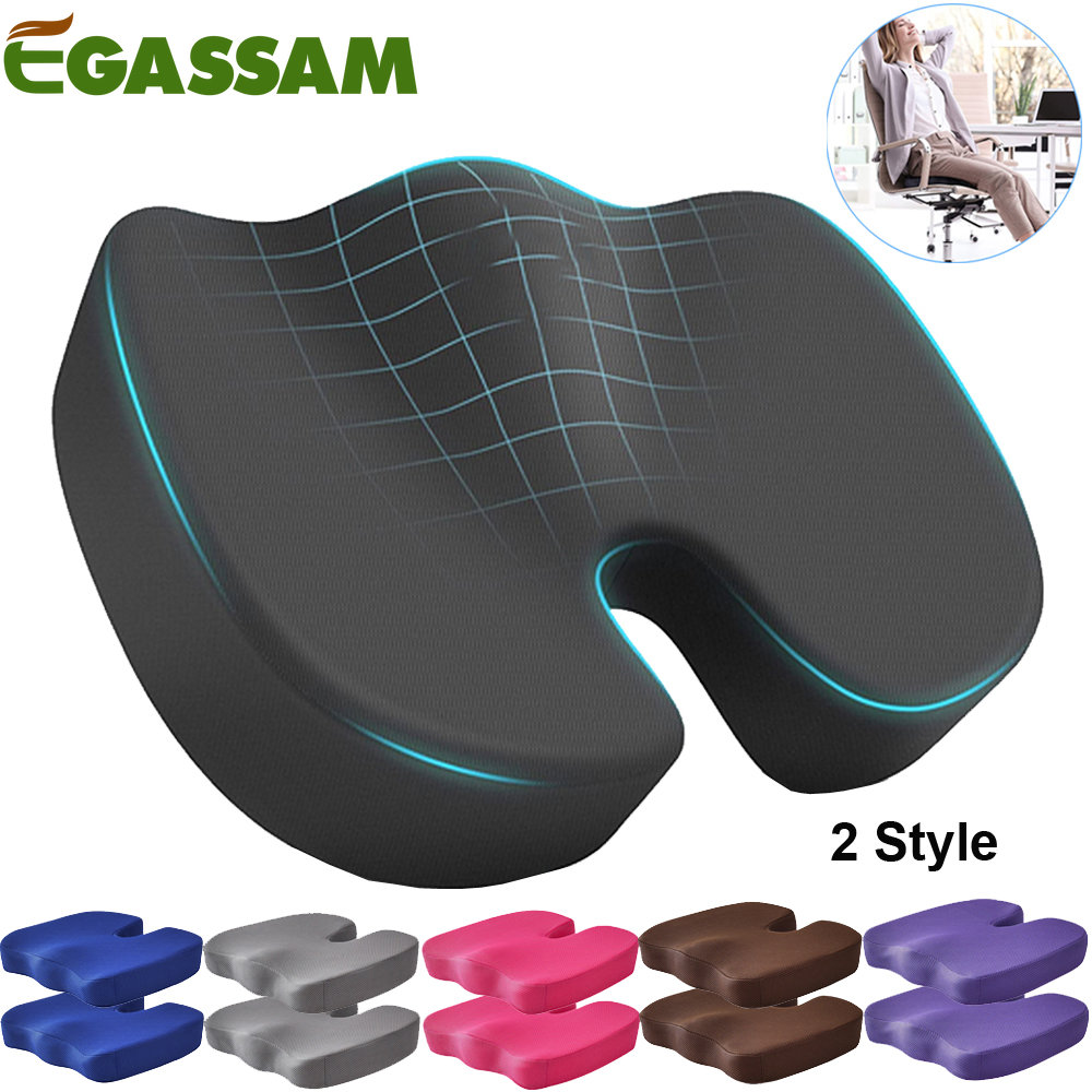 Cojines de asiento para sillas de oficina, cojines de coxis de espuma viscoelástica para el dolor de coxis, almohada para aliviar la ciática, postura correcta para sentarse