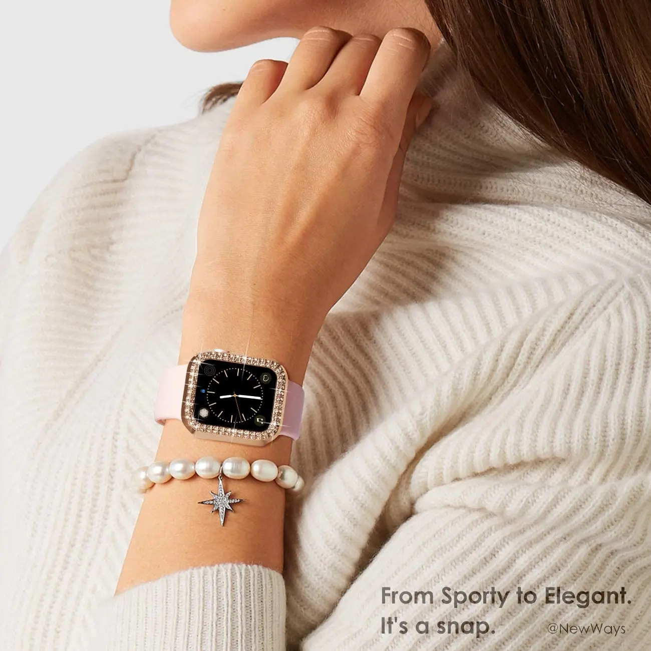 สําหรับ Apple Watch Case 45 มม.41 มม.44 มม.40 มม.38 มม.42 มม.เพชรกระจกนิรภัยป้องกันหน้าจอ iWatch Series 9 7 SE 6 8 5 4 3