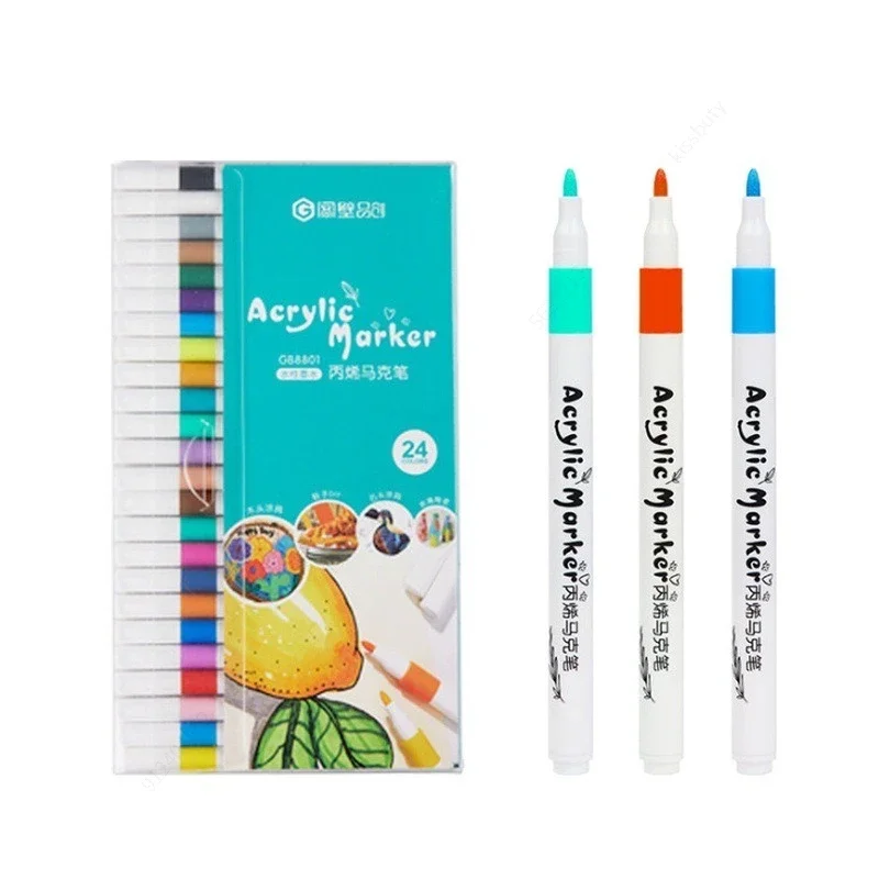 12-80 colori Set Vernice acrilica Pennarello artistico Pittura su roccia per bambini Graffiti Pietra Ceramica Vetro Legno Artigianato fai da te Forniture artistiche