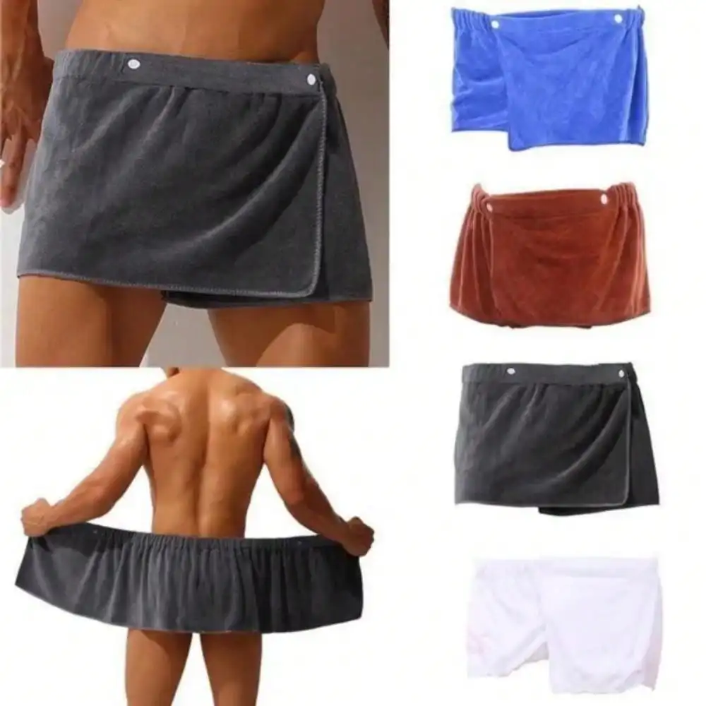Men Soft Wearable Bath Towel with Pocket Bathrobes Shower Wrap Sauna Gym Swimming Holiday Spa Bath Beach Towel Toalla De Playa
