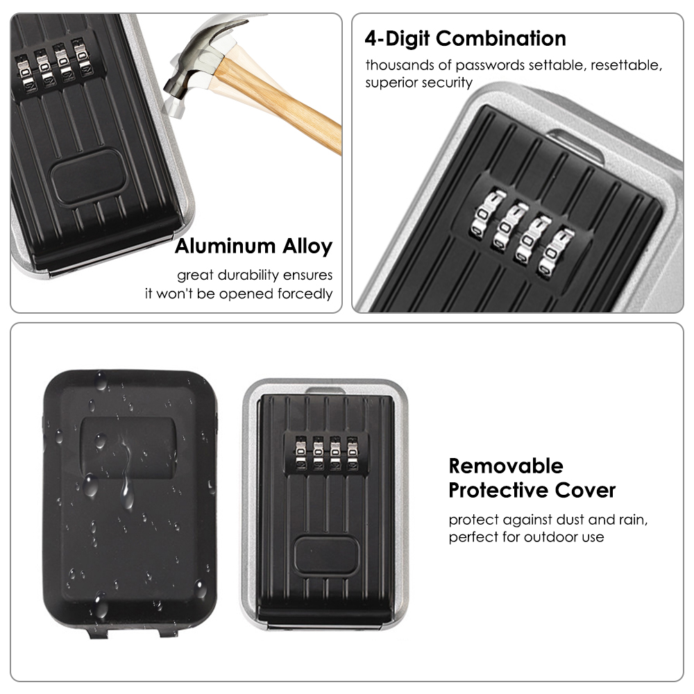 Treo Tường Chìa Khóa An Toàn Hộp Mini Lưu Trữ Keybox Chìa Khóa Lưu Trữ Khóa Hộp Có 4 Chữ Số Kết Hợp Chống Thấm Nước Dành Cho Ngoài Trời sử Dụng