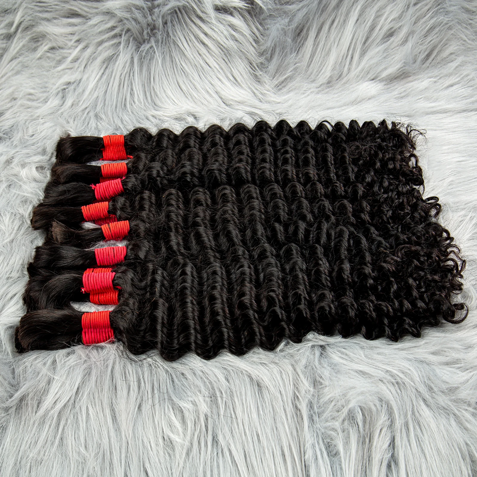 Flechtbündel aus reinem Haar, Echthaar, Masse für Extensions, tiefe Wellen, Lockenzöpfe, natürliche Haarwebverlängerung für Boho-Zöpfe