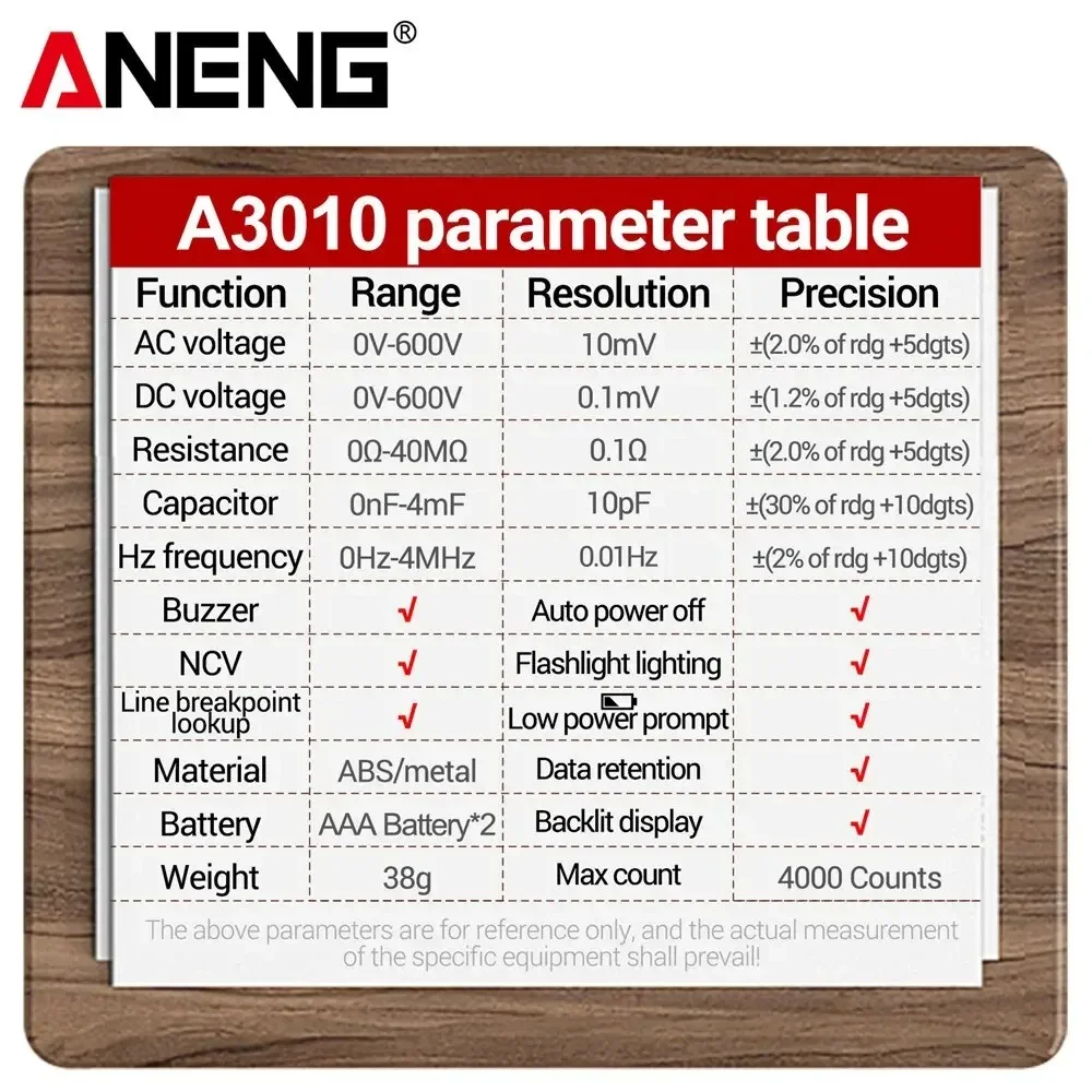 ANENG A3010 Pen Type Multimeter Digital Professional 4000 Counts Smart digital dual purpose NCV AC/DC  Capacitance Hz meter Tool