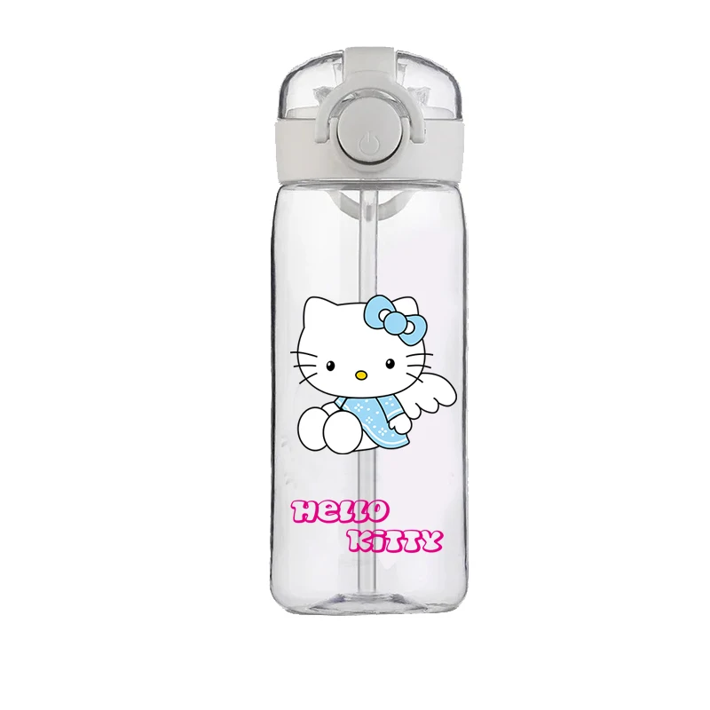 Hello Kitty ถ้วยใสยี่ห้อขวดน้ําคุณภาพสูงกีฬากลางแจ้งรั่วน่ารักพลาสติกขวดน้ําโรงเรียนสําหรับเด็ก 400ML