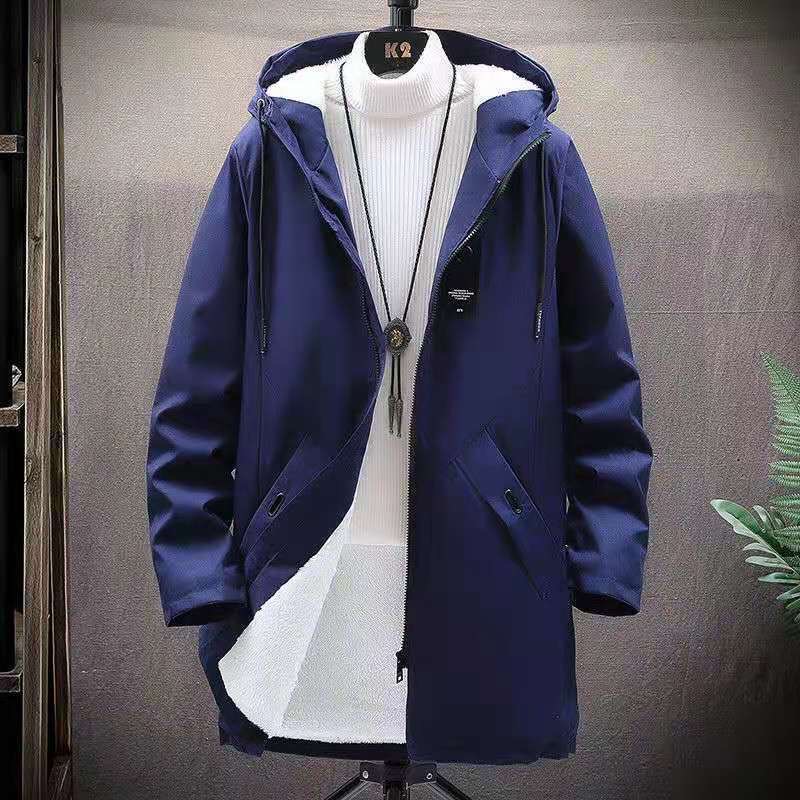 Casaco longo solto casual masculino, jaqueta de algodão quente, velo espesso, tamanho grande, nova moda, outono e inverno, £ 2023