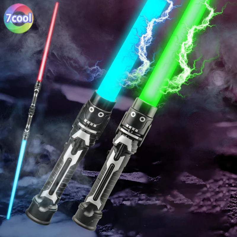 Kinder Bunte Leuchtende Schwert Spielzeug Laser Schwert Lichtschwert Rot und Blau Doppel Saber Teleskop Musik Cosplay Cooles Blinkendes Spielzeug