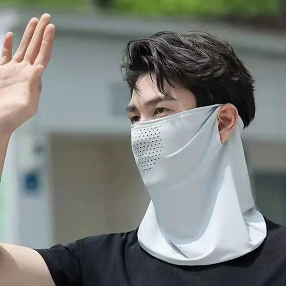유니섹스 UV 보호 야외 넥 랩 커버 스포츠 썬 프루프 턱받이 아이스 실크 마스크 페이스 커버 넥 랩 커버 썬스크린 페이스 스카프
