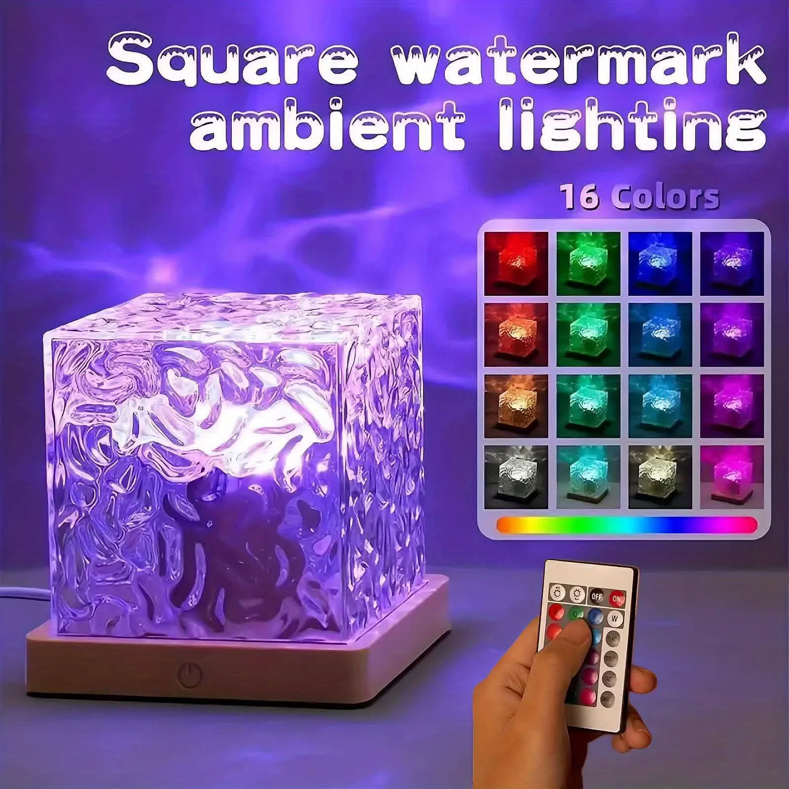 Proiettore Aurora Ocean Wave con telecomando 16 colori RGB dimmerabile con increspature dell'acqua, lampada di cristallo con fiamma per soggiorno, studio, camera da letto