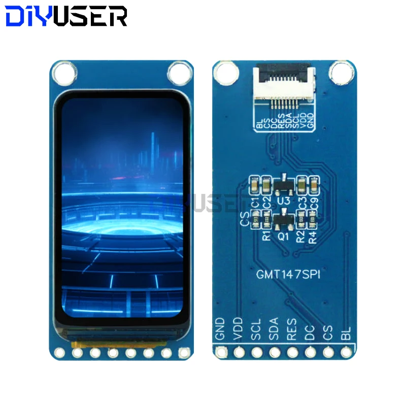 DIYUSER 1.47-inch TFT LCD screen ST7789 small screen 172*320 display LCD full view angle SPI color screen