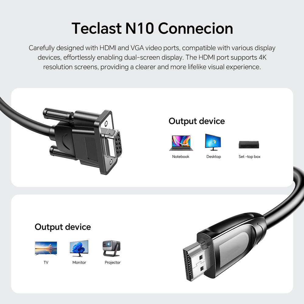 Teclast N10 Mini PC Intel N4000 Windows 11 Pro DDR4 6GB 128GB salida Dual 4K HD WiFi de escritorio 5 MinI de bolsillo ordenador de oficina