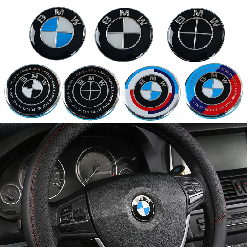 45mm BMW พวงมาลัยรถสติกเกอร์พวงมาลัยโลโก้สัญลักษณ์สําหรับ BMW E70 E83 E84 E85 E86 F07 F10 F11 F18 G01 G02 G05 G07 G09