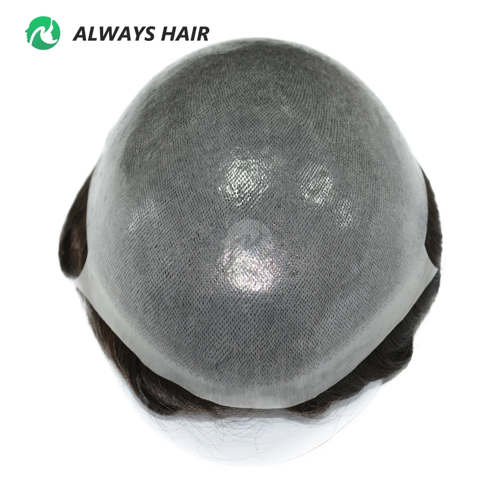 OS25-Pelucas de cabello indio peluquín de piel fina para hombre densidad del cabello 100% 110% 1/8 "V Loop Front & Knot sistema de prótesis de cabello liquidación