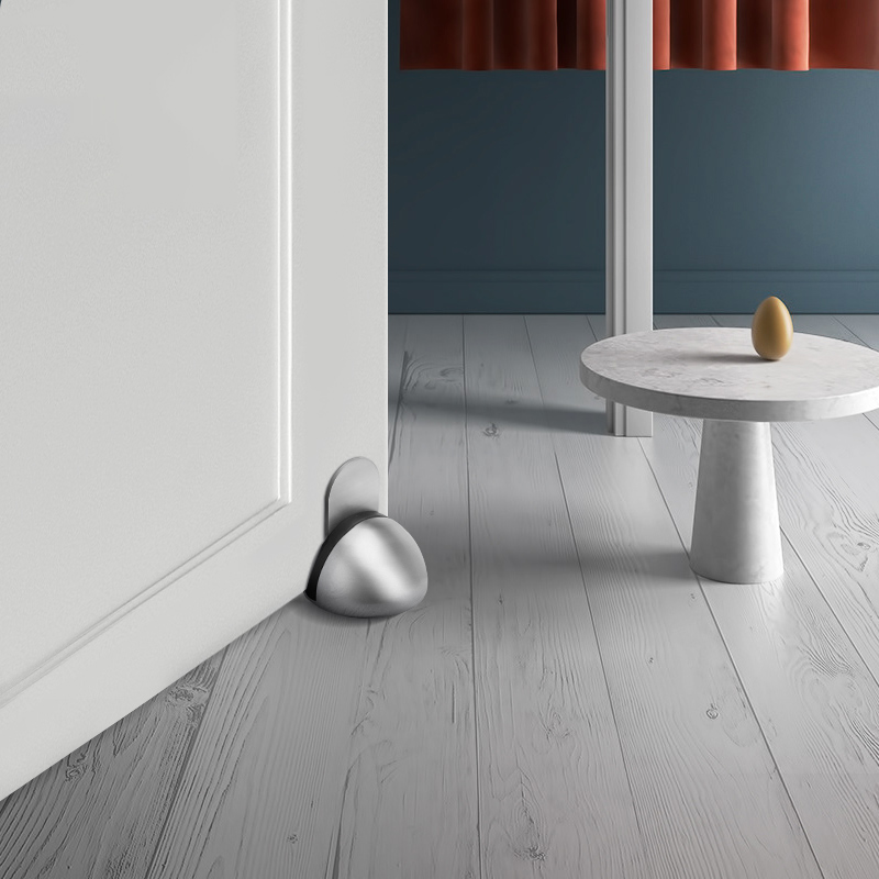 Succión de puerta magnética de acero inoxidable, sin puerta de impacto, anticolisión semicircular de goma, tapón de puerta no magnético