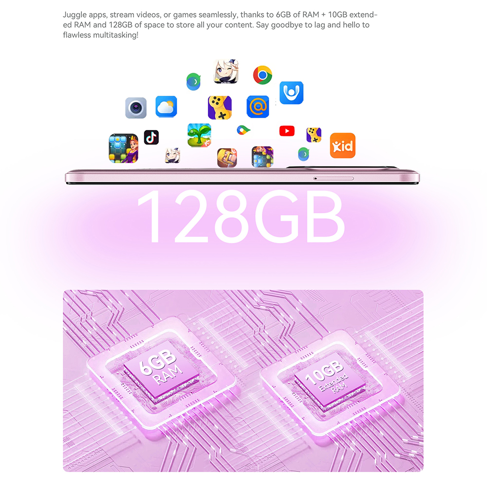 Cubot A30, Android 14-smartphone, 16 GB (6 GB + 10 GB uitbreidbaar) RAM + 128 GB ROM, 90 Hz 6,745-inch scherm, 5100 mAh, 48 MP camera, Face ID