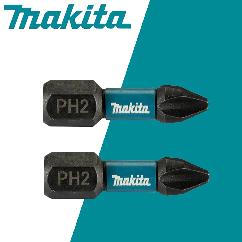 Makita 원래 충격 유형 비트 PH2 25MM 고경도 전기 스크루 드라이버 검정색 도구 부품 2-5PCS
