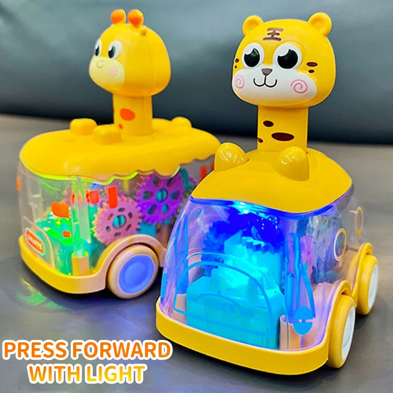 Press Gear Car Kinderspeelgoedauto Trek jongen Kinderen Traagheidsauto Puzzel Dieren Auto