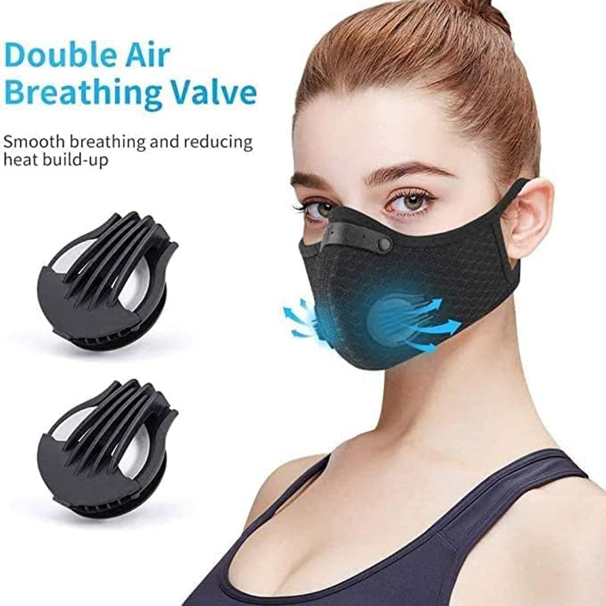 Máscara contra poeira reutilizável, lavável e à prova de vento com válvula respiratória e 5 chips de filtro para ciclismo e atividades ao ar livre