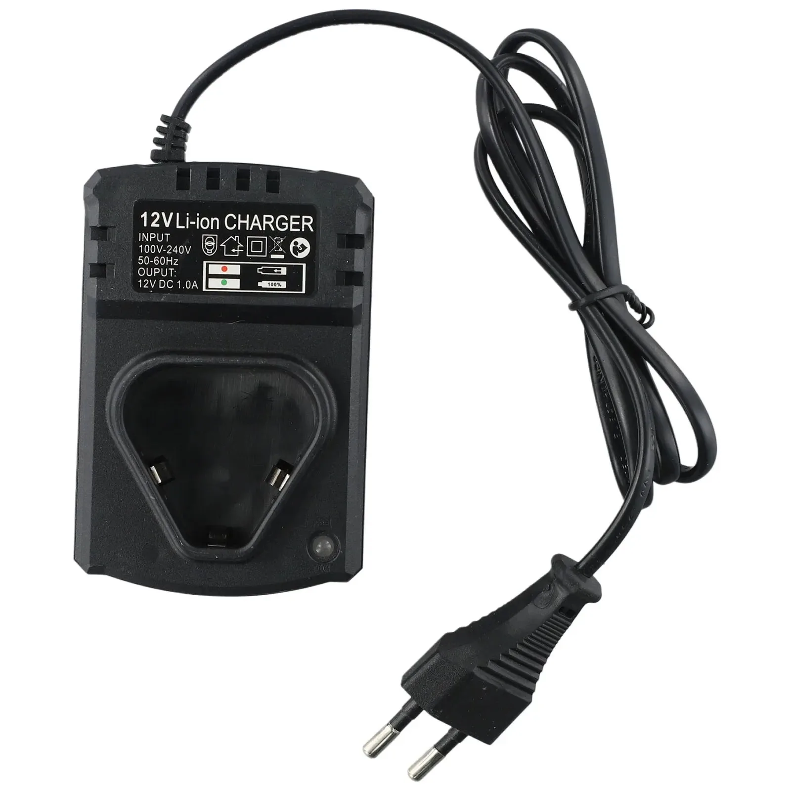 Peça de ferramenta elétrica dc eua/ue, carregador recarregável de íon-lítio, suporte 110-240v preto para furadeira elétrica de lítio 12v, chave de fenda de lítio