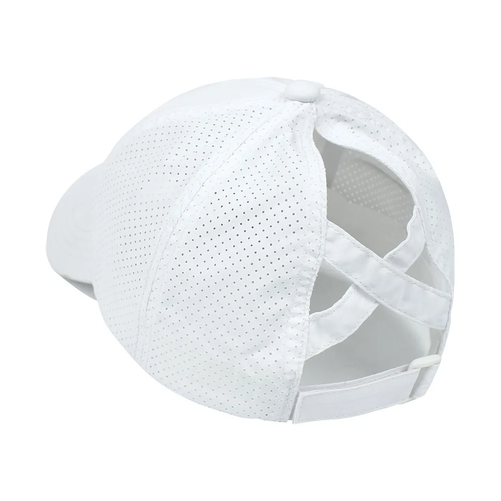 ฤดูร้อนสีทึบเบสบอลหมวกผู้หญิง Athleisure CROSS หางม้าหมวกตาข่าย Quick-Drying หมวกหมวก Visor
