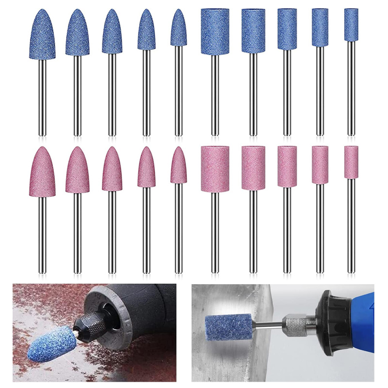10PCS Abrasive Mounted Stone for Rotary Tools Grinding Stone Wheel Head Tool Accessories,3mm Shaft Mounted Ceramic Grinding Head
