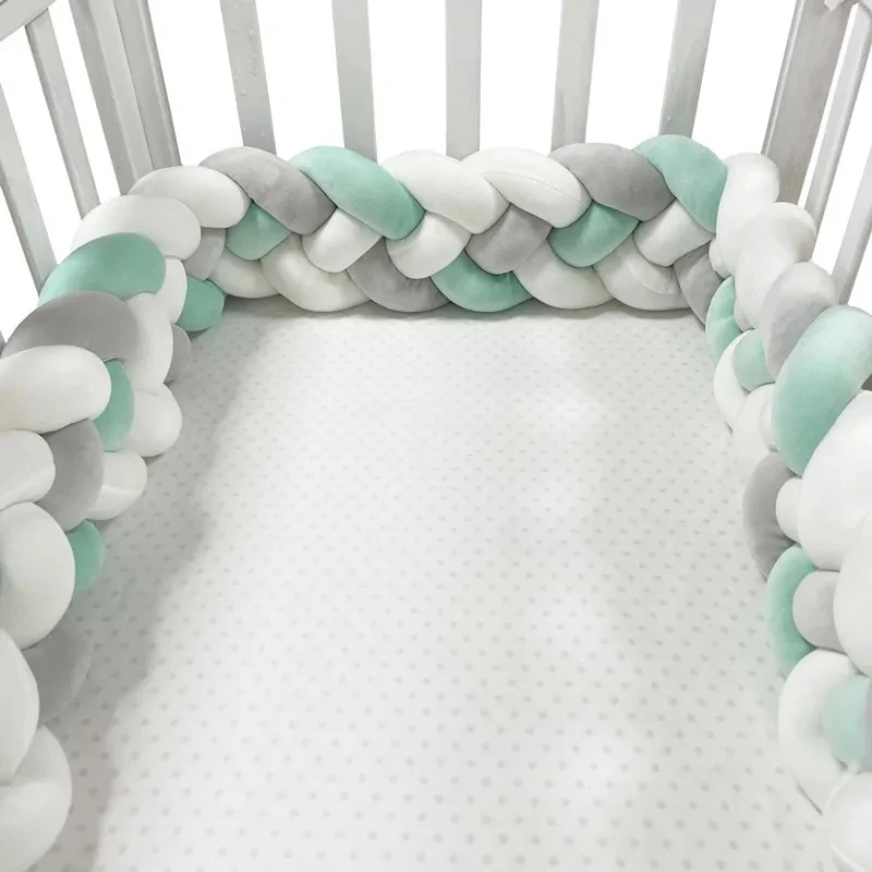 Pare-chocs pour lit de bébé de 1 à 3.6M, tissage tressé noué à la main, protection de berceau en peluche, oreiller à nœud pour bébé, décor de chambre de bébé