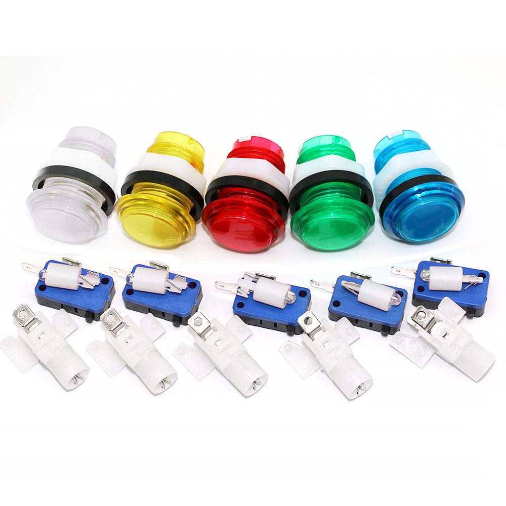 5V 12V ライトプッシュボタン 33 ミリメートル Led 照光クリアプラスチックコインアーケードジョイスティックゲームゼロ遅延 Diy 部品自動販売機