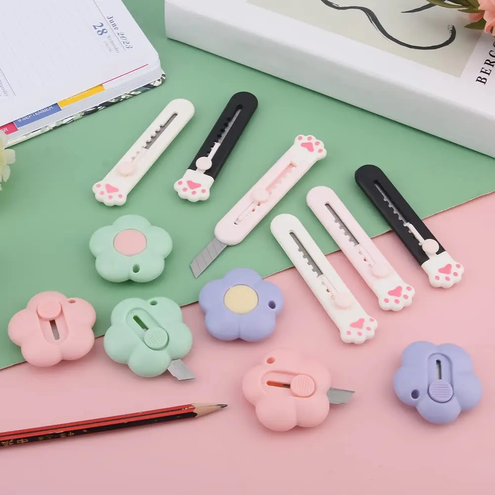 ชุดมีดอเนกประสงค์แบบกล่องน่ารัก6/12ชิ้นมีดตัดแมวขนาดเล็กอเนกประสงค์มีดตัดกระดาษแข็งมีดศิลปะมีดเล็กขนาดเล็ก
