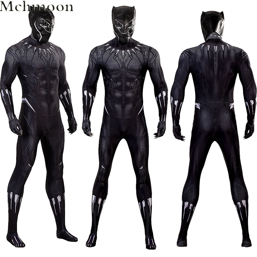 Topeng Kostum Raja Panther Wakanda Jumpsuit AA Pas Badan Halloween Kostum Cosplay Halloween