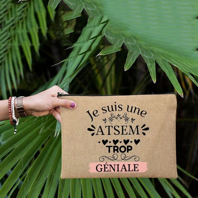 Merci Atsem In Hình Lớn Lanh Đựng Mỹ Phẩm Du Lịch Rửa Túi Đựng Trường Văn Phòng Phẩm Cung Cấp Lưu Trữ Túi Quà Tặng Cho Atsem