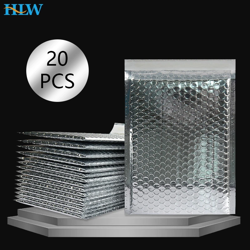 20 Cái/lốc Hoa Hồng Vàng/Bạc/Tím/Xanh Dương Đóng Gói Vận Chuyển Bong Bóng Bưu Phẩm Nhựa Đệm Bao Thư Tặng Túi Đưa Thư túi Xách Bao Thư