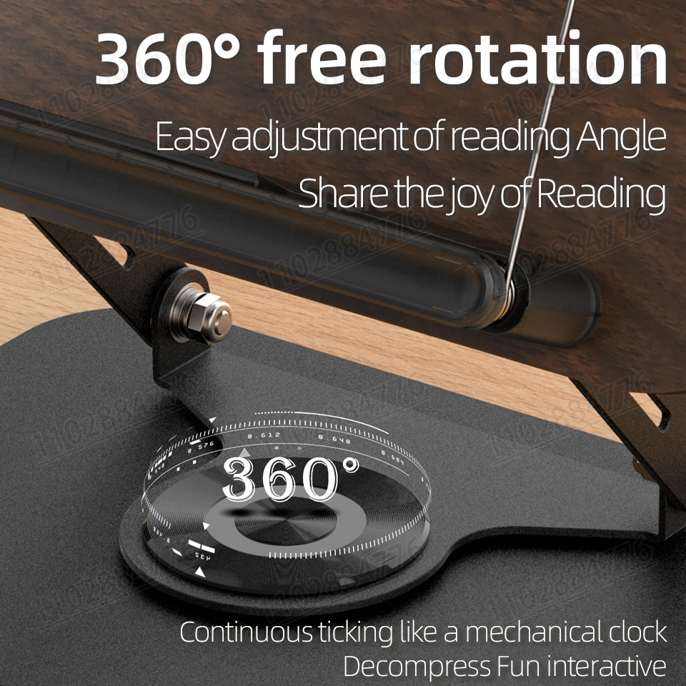 ขาตั้งอ่านหนังสืออเนกประสงค์หมุนได้360องศาแท่นอ่านหนังสือสีดำสำหรับนักเรียนแท็บเล็ตบนโต๊ะ