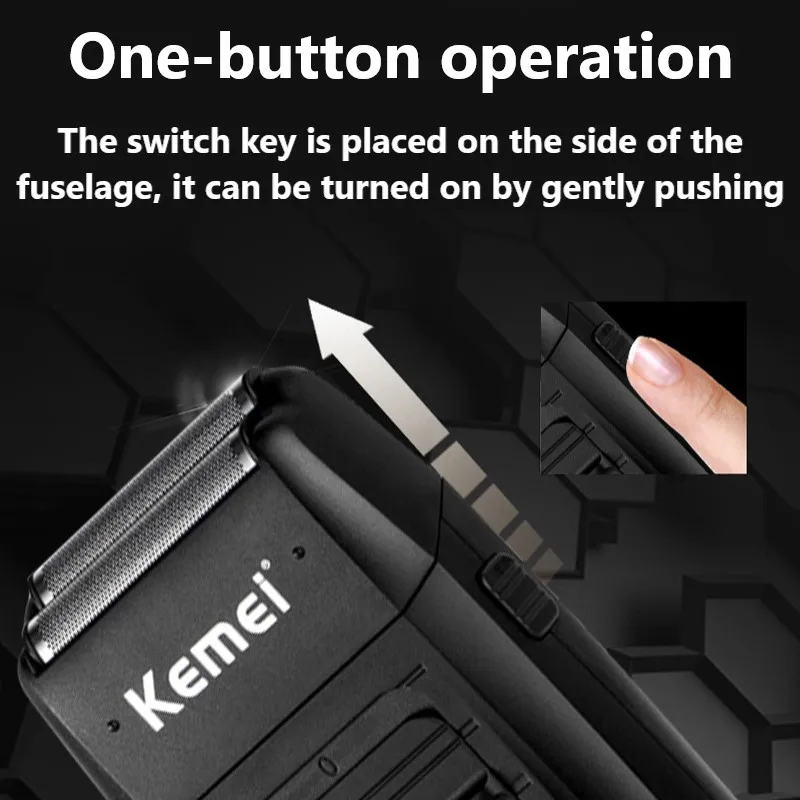 Kemei KM-1102 Rechargeable Cordless Shaver for Men Twin Blade Reciprocating Beard Razor Face Care Multifunction Strong Trimmer