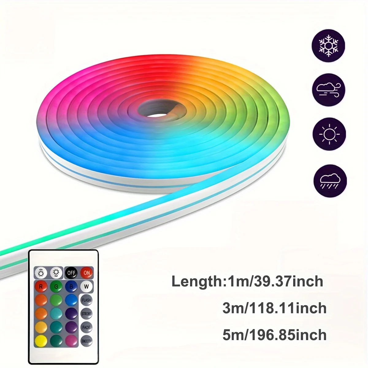 5V USB RGB Neon LED Strip Light 1-5M RGB Neon Sign Tape Rope Wodoodporny pilot zdalnego sterowania do domu Oświetlenie dekoracyjne na zewnątrz telewizora