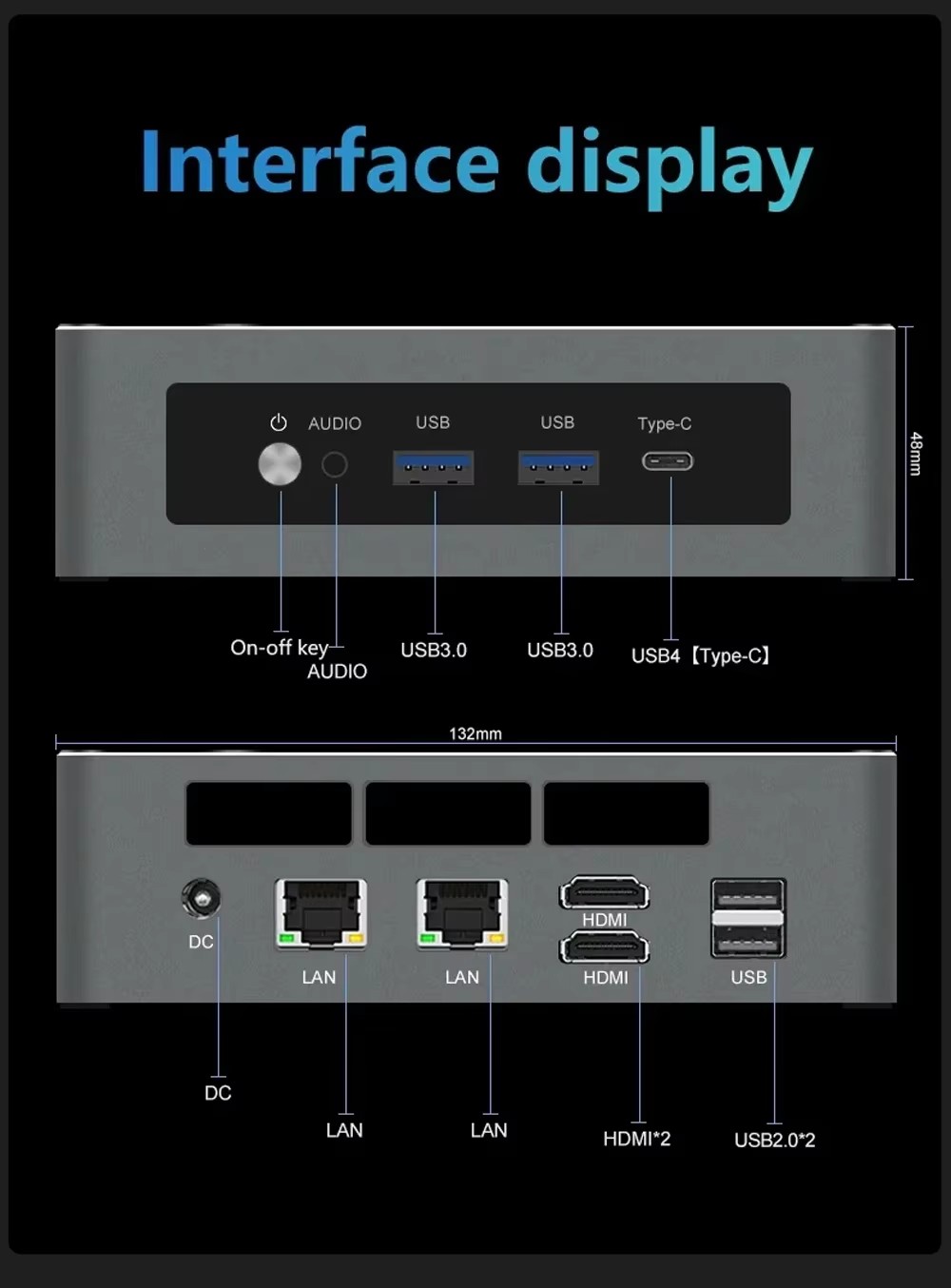 Dual LAN Mini-Gaming-PC AMD Ryzen 9 7940HS R7 7840HS Mini-PC 16 GB DDR4 512 GB SSD Mini-Computer 4K HDMI Dual Display Mini-Desktop