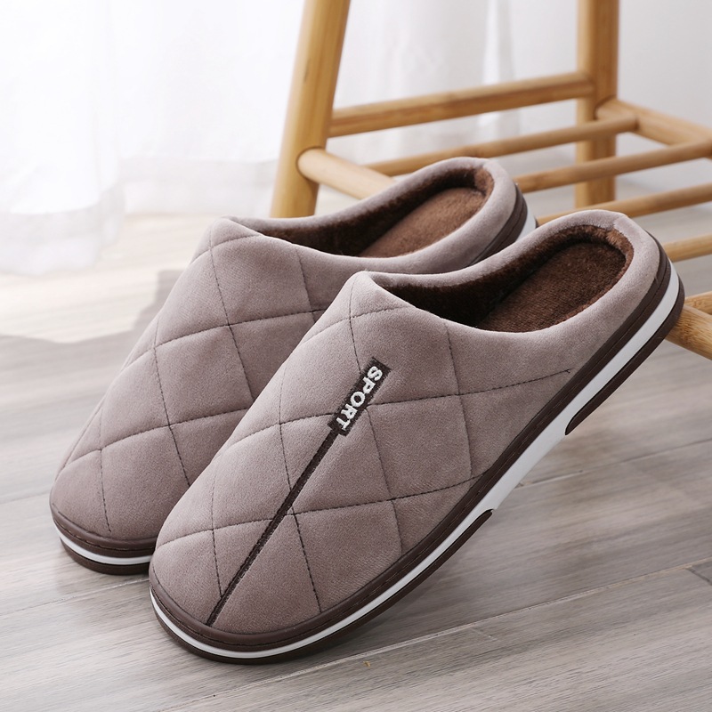 Tamaño 47 48 49 50 hombres Otoño Invierno cálido tamaño grande zapatillas de algodón talla grande más hogar dormitorio zapatos casuales casa toboganes interiores