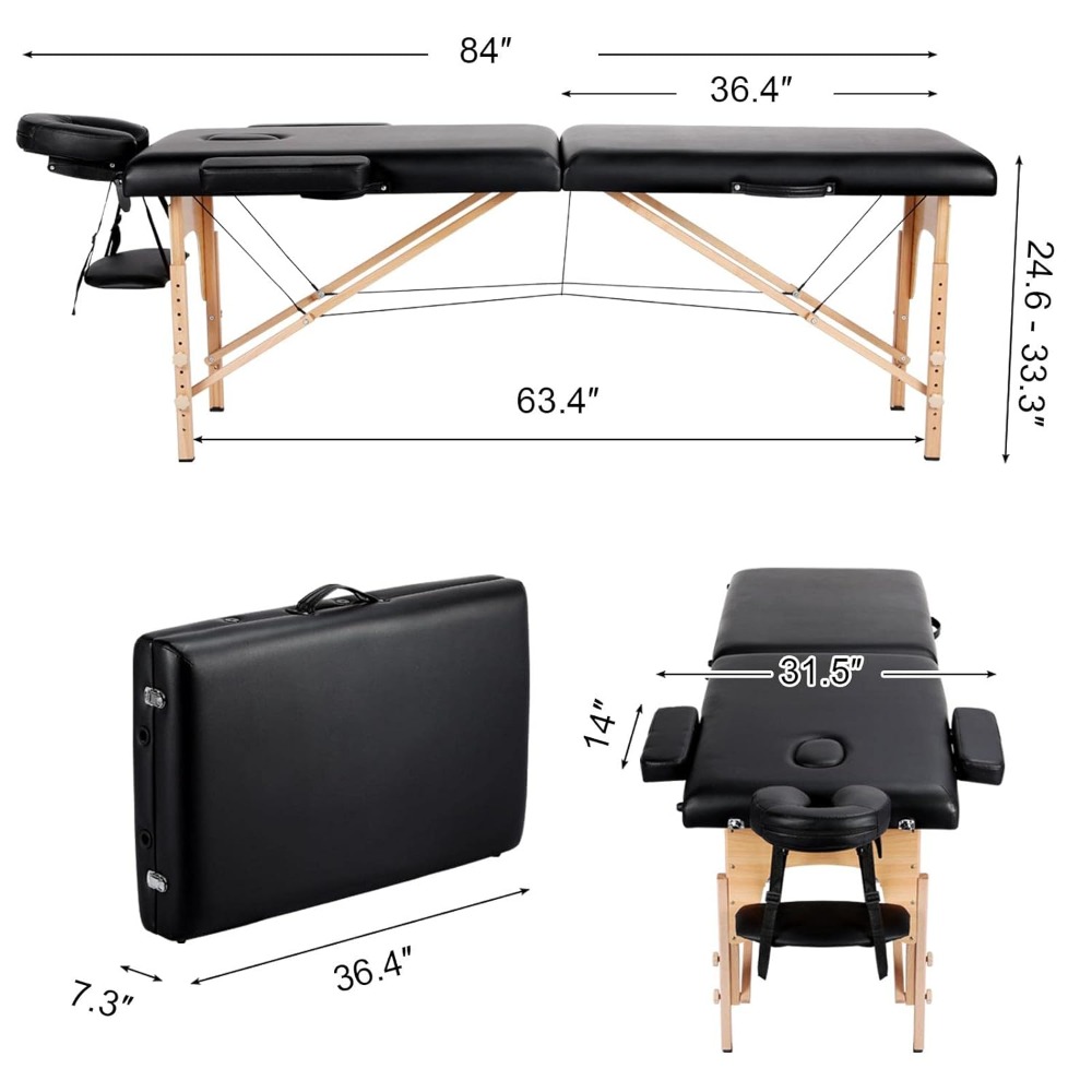 Portable Adjustable Massage Table for Lash Technicians, Spa, Beauty, and Physical Therapy Use